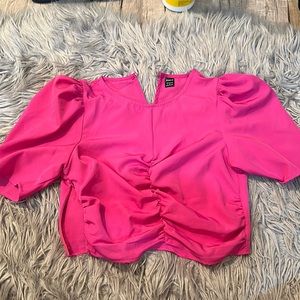 Hot Pink SHEIN Cropped Top